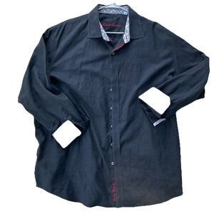 Robert Graham‎ Shirt 2XL Black Long Sleeve Button Down Flip Cuff